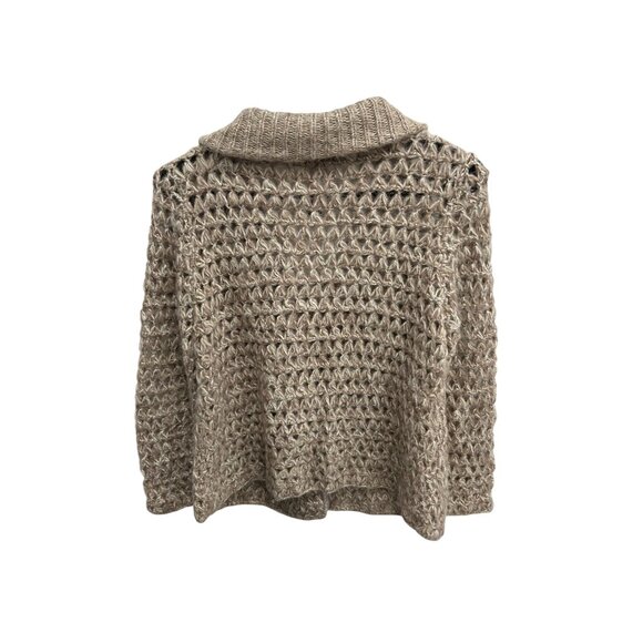 Charlotte Russe Open Knit Shawl Collar Sweater Cardigan Size S Beige Wool Blend - Picture 2 of 9